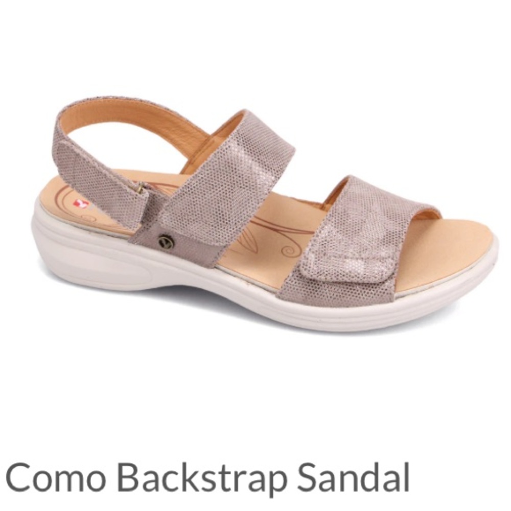 REVERE COMO Backstrapβ Metallic Sandals Slip On Shoes Womenβs 8 Champagne Angle